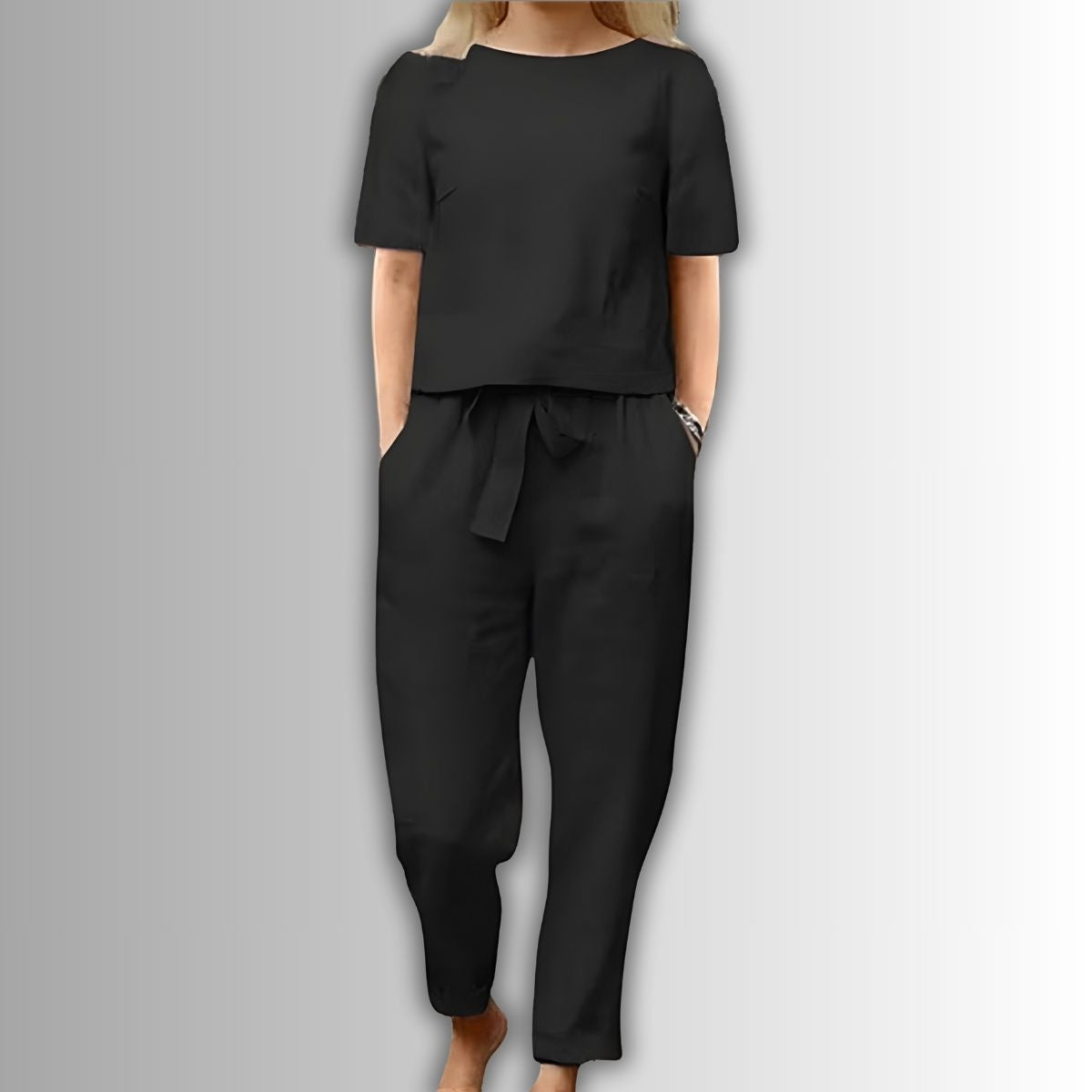 Stella-Bella™ | Conjunto de dos piezas monocromo en mezcla de algodón y lino