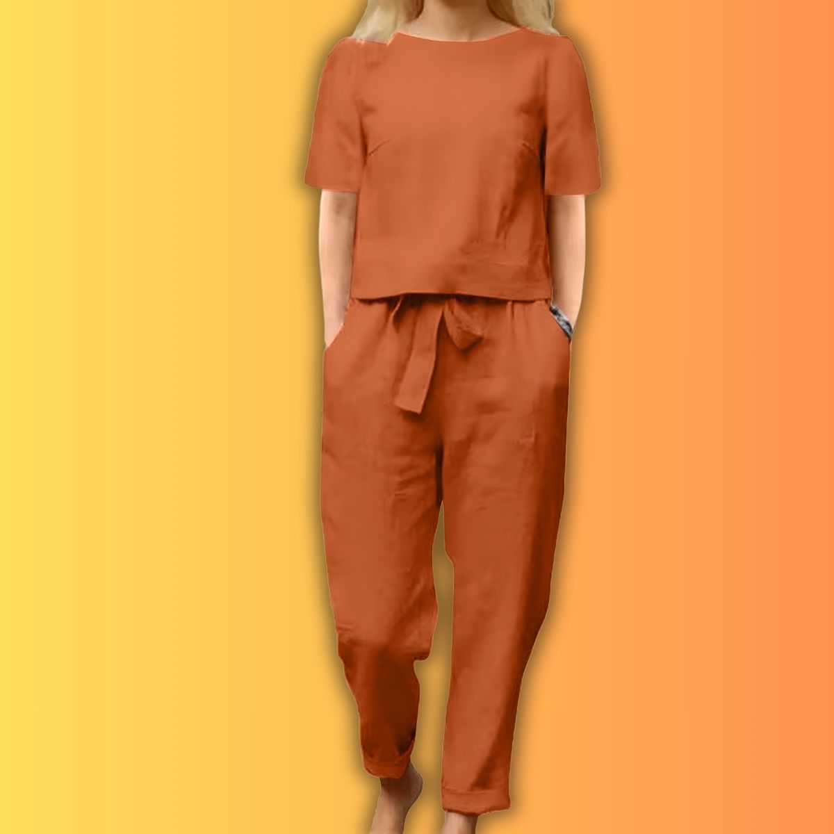 Stella-Bella™ | Conjunto de dos piezas monocromo en mezcla de algodón y lino