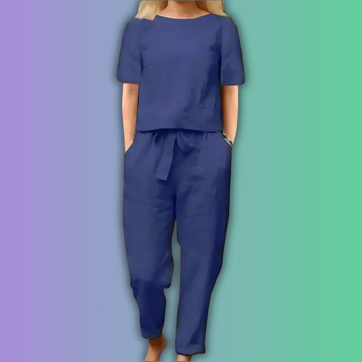 Stella-Bella™ | Conjunto de dos piezas monocromo en mezcla de algodón y lino