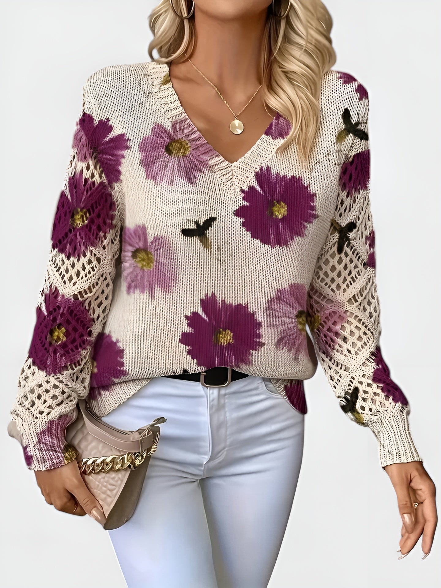 Florencia™ – Cárdigan floral de punto