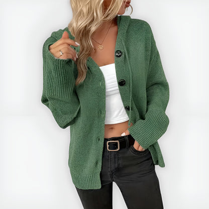 Vía Clara™ | Elegante sudadera con capucha, manga larga y botón