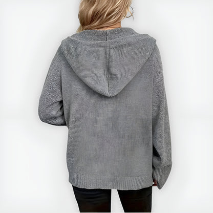 Vía Clara™ | Elegante sudadera con capucha, manga larga y botón
