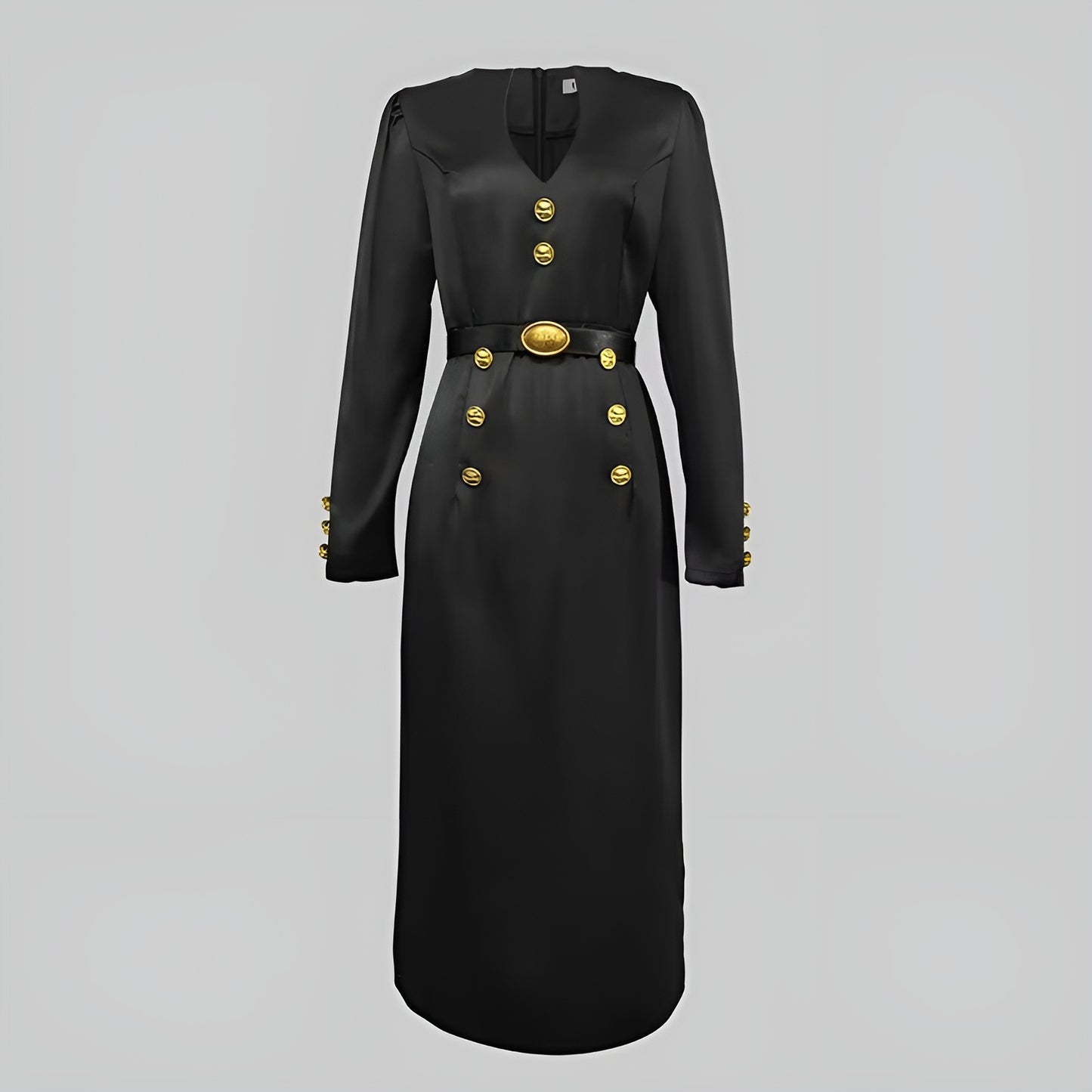 Isabella™ – Vestido Maxi de Satén con Detalles Dorados