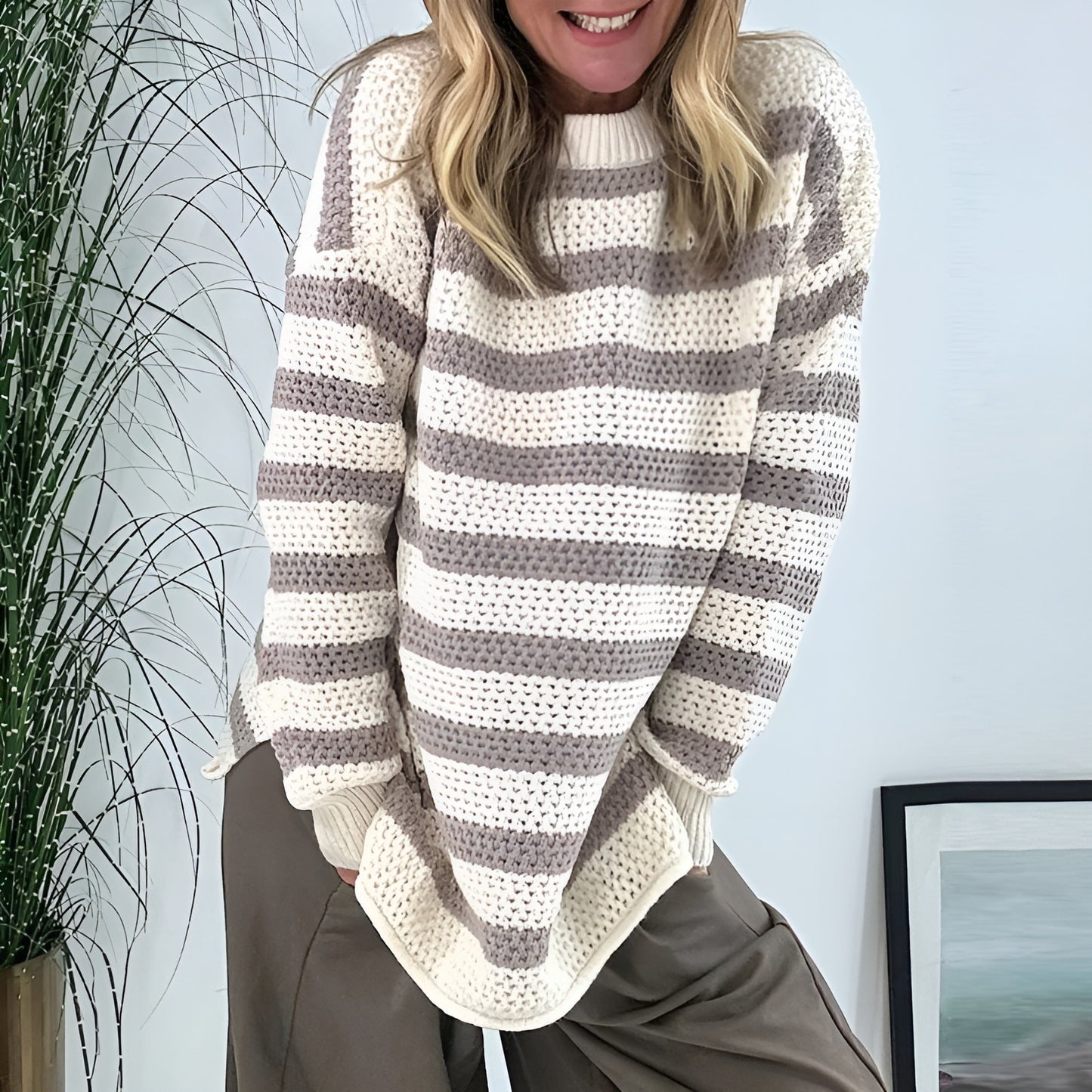 Marencia™ | Suéter de Punto Suave con Rayas Elegantes