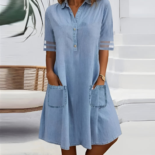Costa Bella™ | Vestido vaquero corto con bolsillos laterales
